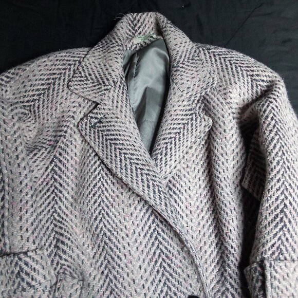 Vintage Pinpoint Fashions Herringbone Wool Overcoat Pink - Picture 1 of 9